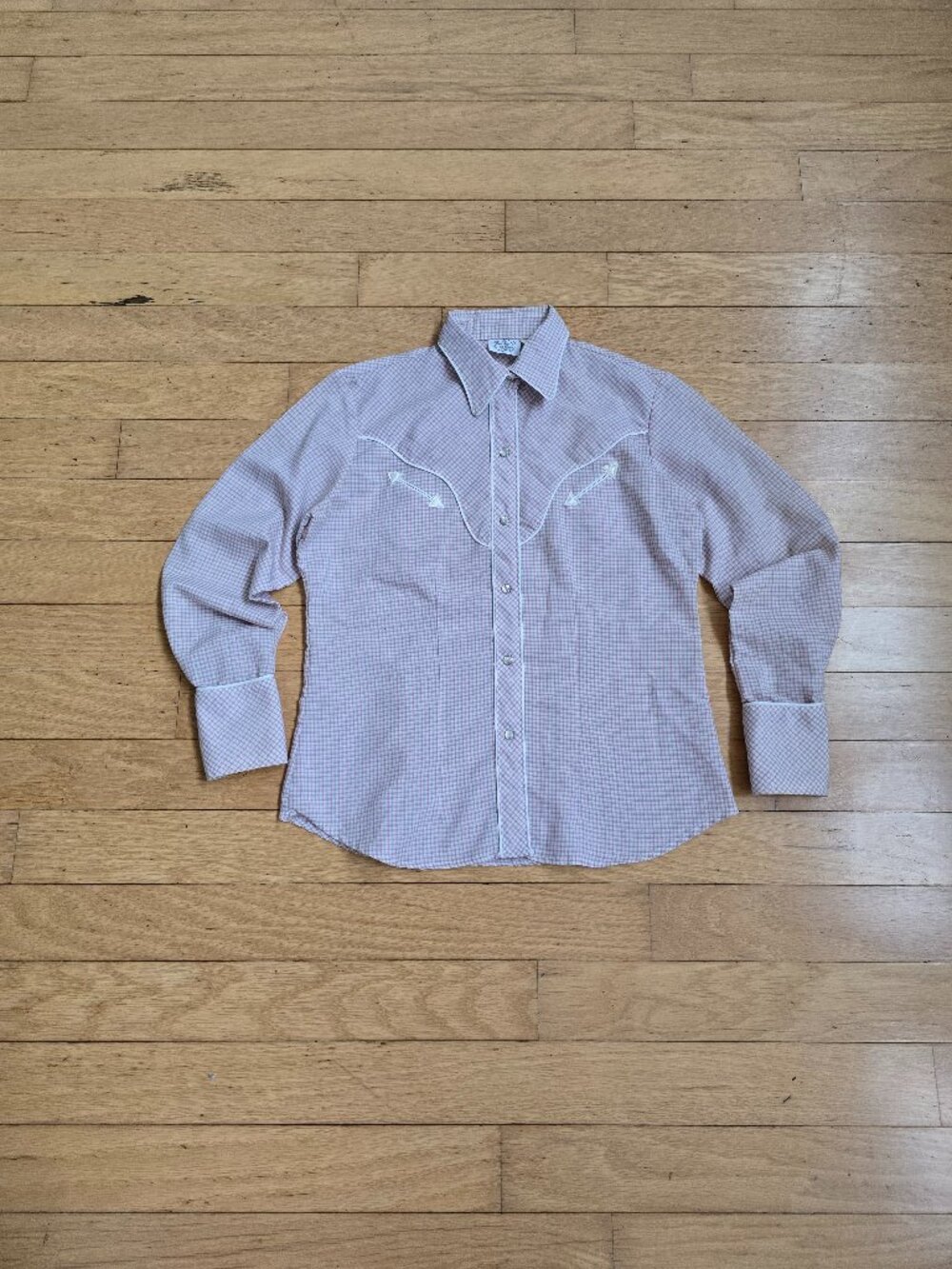 Vintage 80s Best Little Shirt House in Texas Pink Pearl Snap Western Shirt WMS M